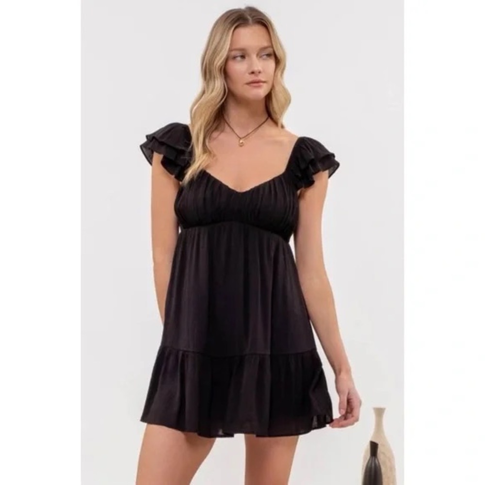 Blu Pepper Black Ruffle Mini Dress